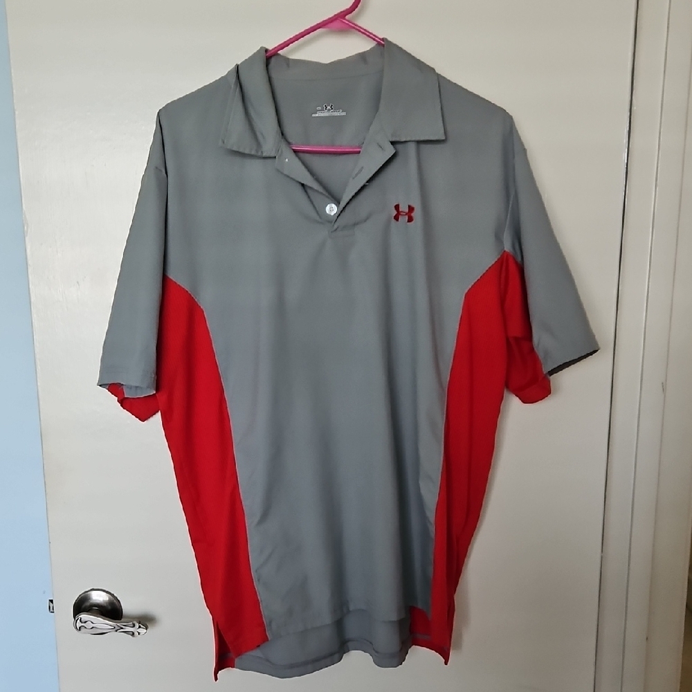 Under Armour Men's Polo in Gray and Red
